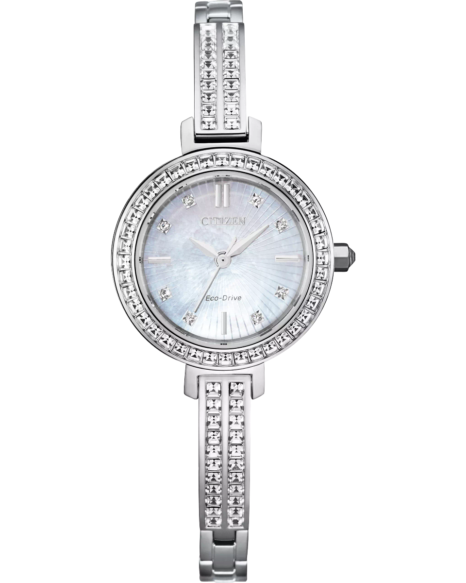 Ladies Stainless Steel Crystal Bangle Citizen Watch