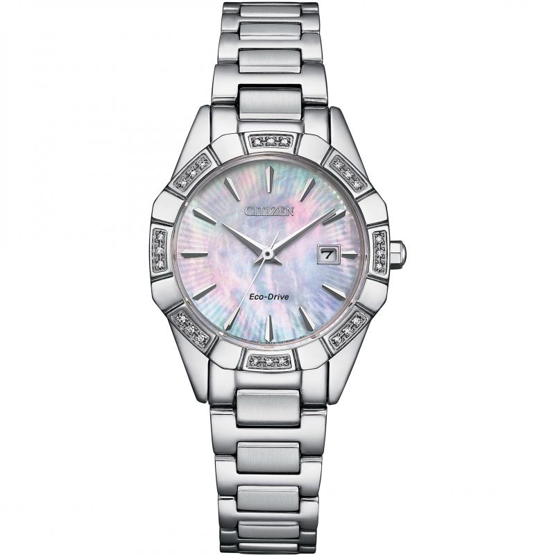 Ladies Citizen Blue Mother Of Pearl Dial Watch With Diamond Accents