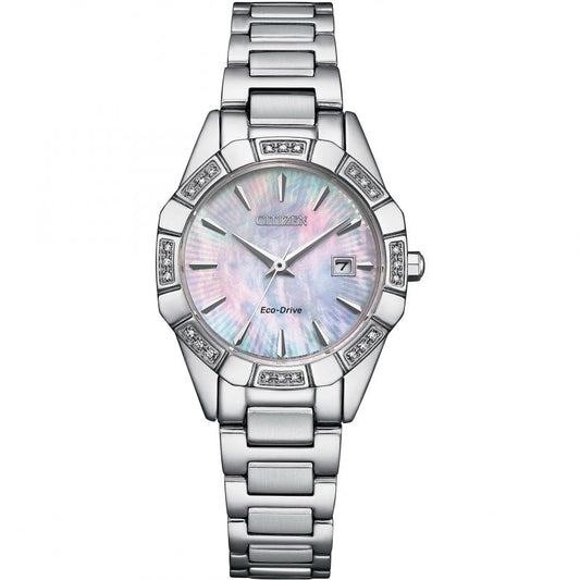 Ladies Citizen Blue Mother Of Pearl Watch With Diamond Accents