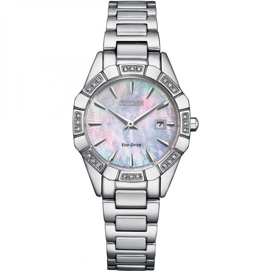 Ladies Citizen Blue Mother Of Pearl Dial Watch With Diamond Accents