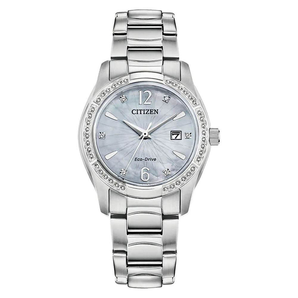 Ladies Citizen Blue Mother Of Pearl Cubic Zirconia Watch