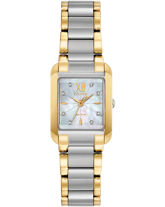 Ladies Stainless Steel Gold Square Bianca M.O.P Citizen Watch NevilleJewellers