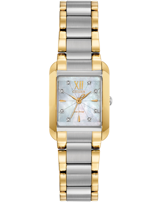 Ladies Stainless Steel & Gold Square Bianca M.O.P Citizen Watch