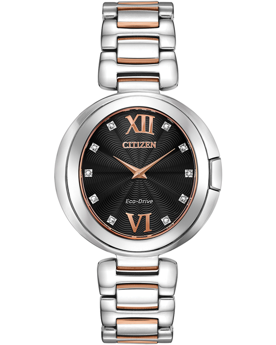 Ladies Stainless Steel Black Dial Capella Diamond Citizen Watch