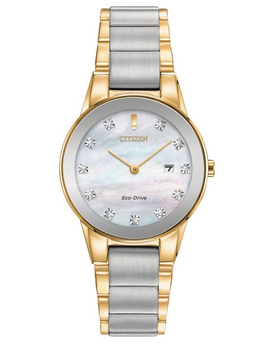 Ladies Citizen Two Tone Mother Of Pearl Watch With Diamond
