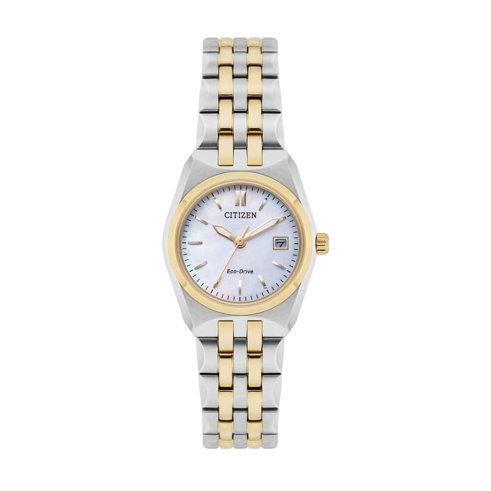 Ladies Two Tone Citizen Mother Of Pearl Eco Drive Watch