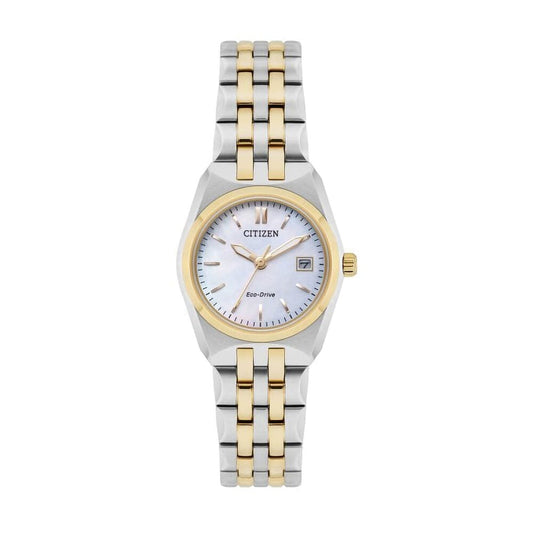 Ladies Two Tone Citizen Mother Of Pearl Eco Drive Watch