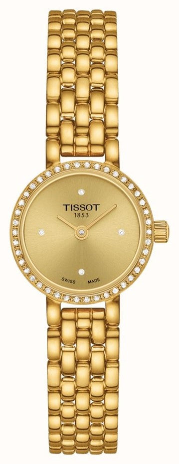 Ladies Rolled Gold Tissot Lovely Round Champagne and Diamond Dial Watch