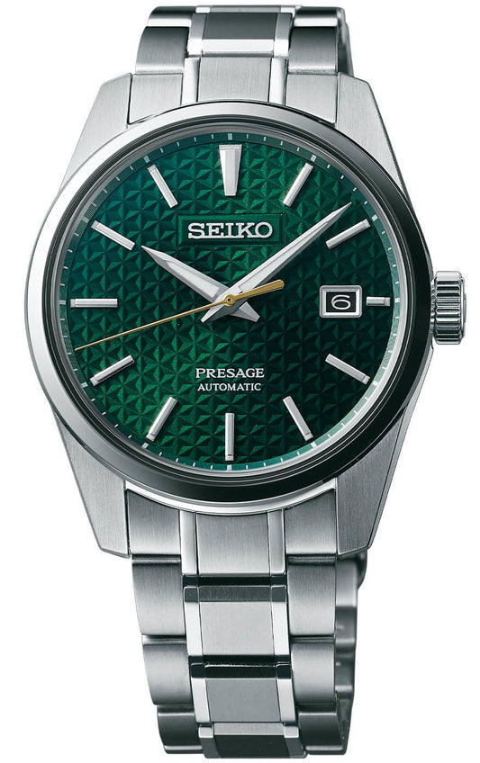 Gents Stainless Steel Green Dial Automatic Presage Seiko Watch