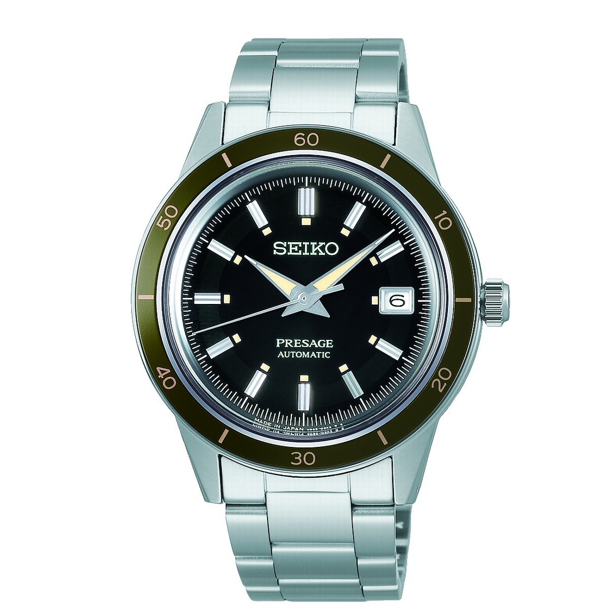 Gents Steel Presage Automatic Black Dial Seiko