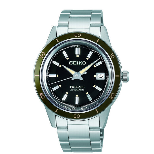 Gents Steel Presage Automatic Black Dial Seiko