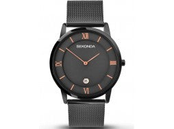 Gents Gun Metal Bracelet Sekonda Watch