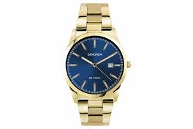 Gents Rolled Gold Sekonda Blue Dial Watch With Date Window