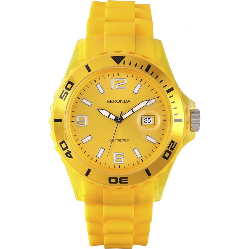 Gents Yellow Plastic Sekonda Watch