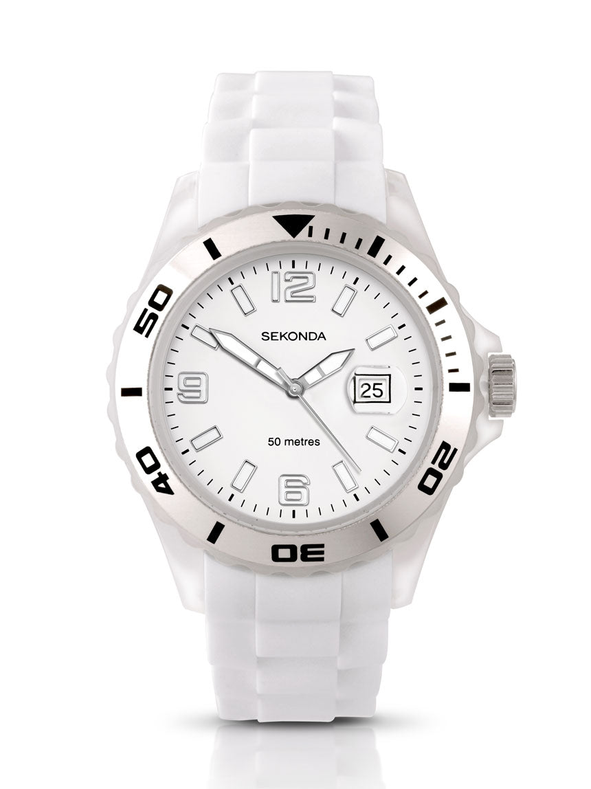 Gents White Plastic Sekonda Strap Watch