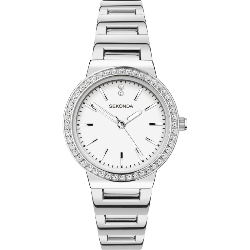 Ladies Stainless Steel Bracelet Mother Of Pearl Cubic Zirconia