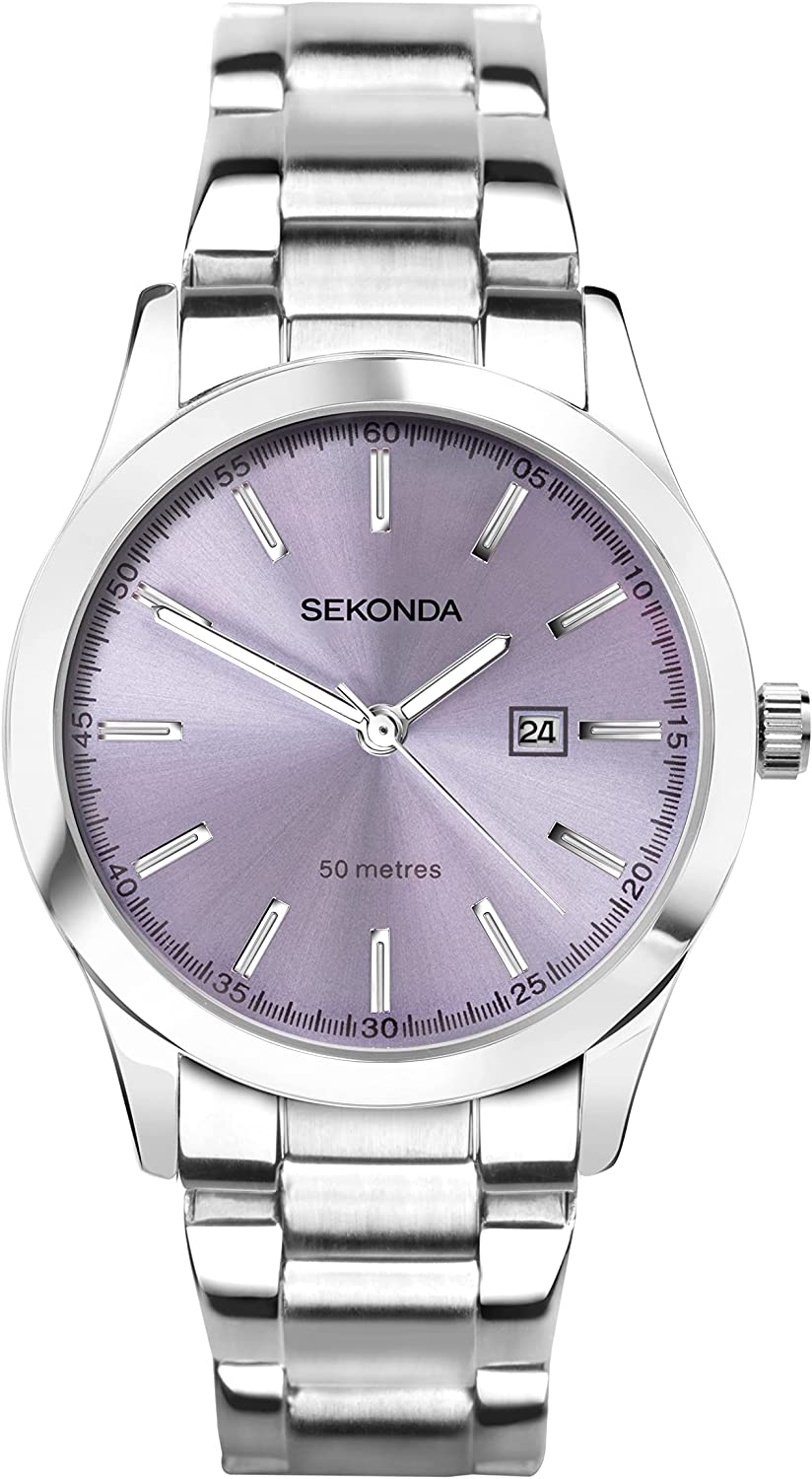 Ladies Sekonda Lavender Dial Watch With Date Window