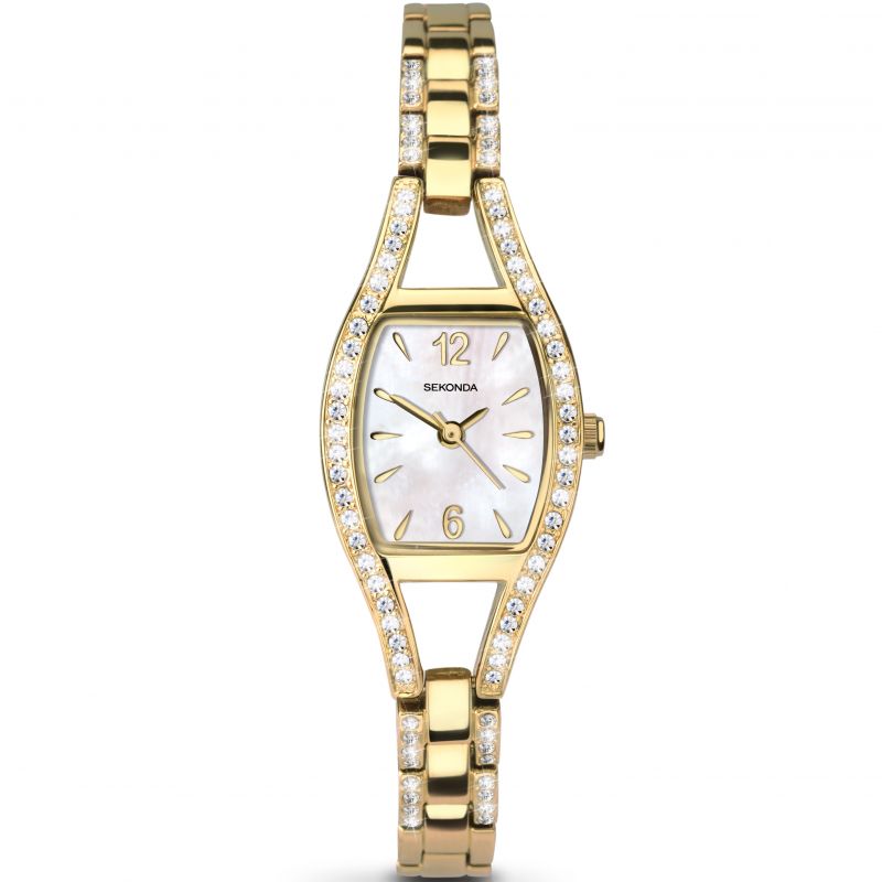 Ladies Rolled Gold Bracelet With White Dial And Cubic Zirconia