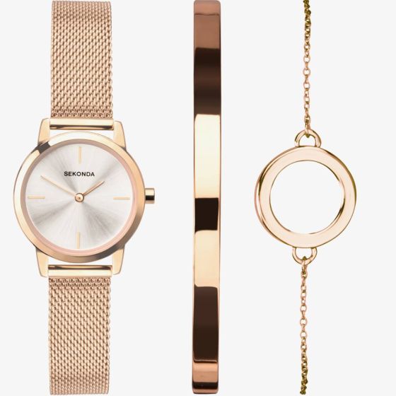 Ladies Rolded Gold Rose Plated Set With Bangle And Neckleet