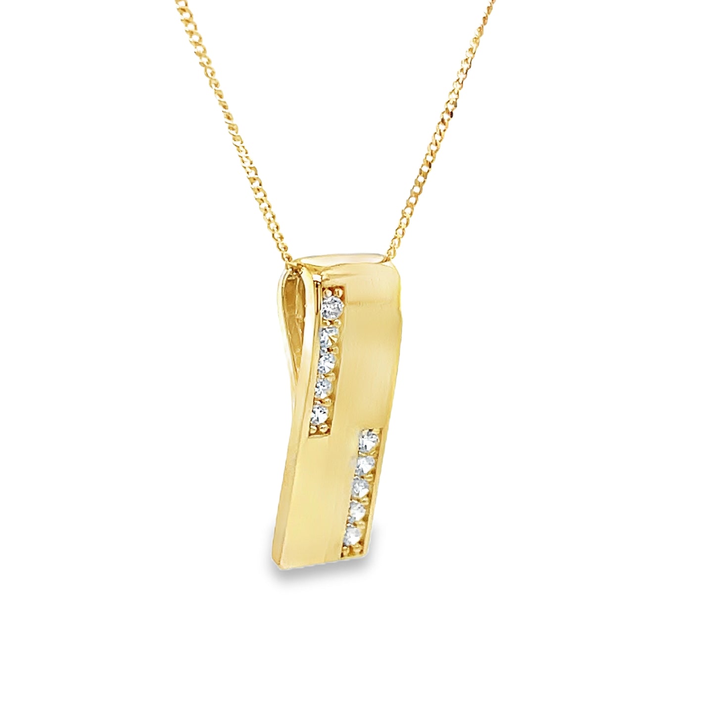 9ct Cubic Zirconia Polished Vertical Bar With Cubic Zirconia