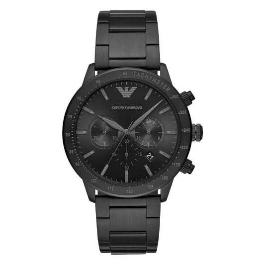 Gents Stainless Steel Armani Mario 43mm Black Chronograph Watch