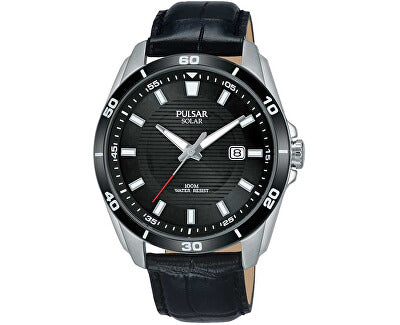 Gent Steel Strap Black Dial Date Window Pulsar Watch
