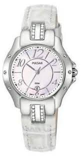 Ladies Stainless Steel White Strap Pulsar Watch