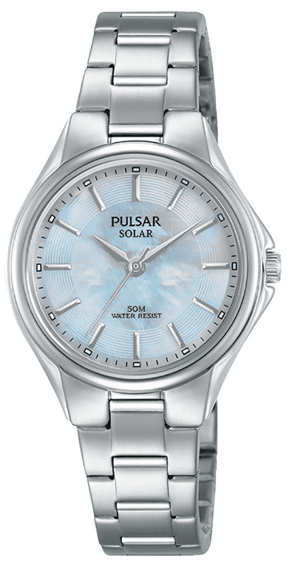 Ladies Stainless Steel Bracelet Solar Mother Of Pearl Pulsar