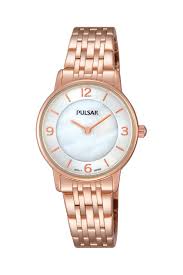 Ladies Rolled Gold Bracelet Rose White Dial Pulsar Watch