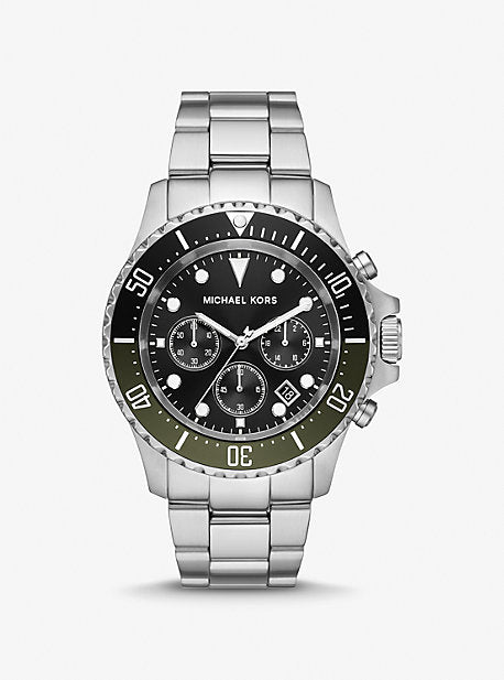 Gents Michael Kors Stainless Steel Chronograph Green/Black Beze