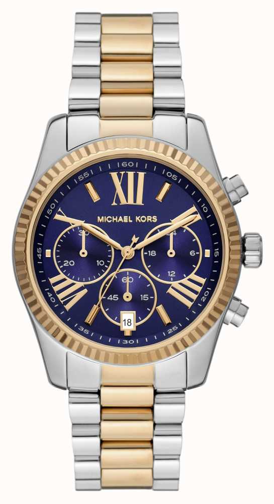 Gents Michael Kors Two Tone Chronograph Navy Dial Lexington