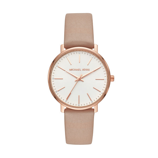 Ladies Rolled Gold Strap Rose White Dial Pyper Michael Kors