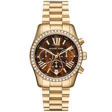 Ladies Michael Kors Rolled Gold Chronograph Brown Dial