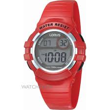 Kids Digital Red Plastic Strap Lorus Watch