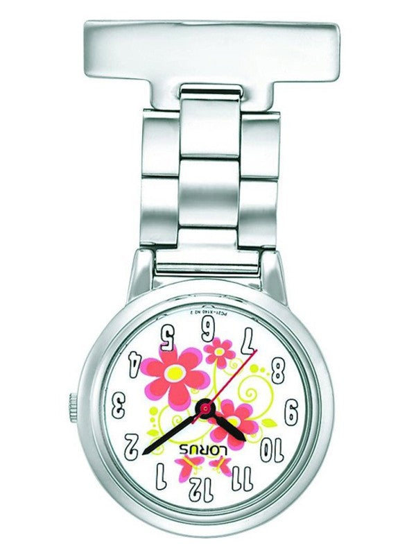 Stainless Steel Nurses Fob With Flower Dial Lorus Watch