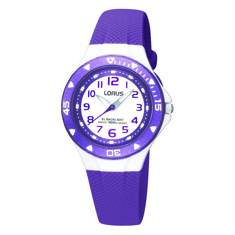 Kids Purple Rubber Strap White Dial Lorus Watch