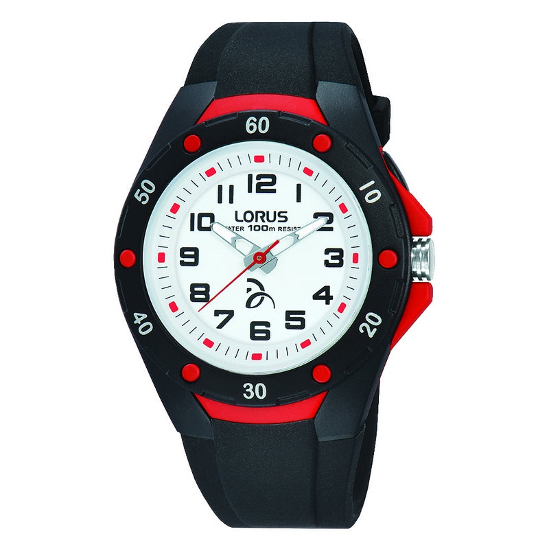Kids Black Silcone Strap White Dial Lorus Watch
