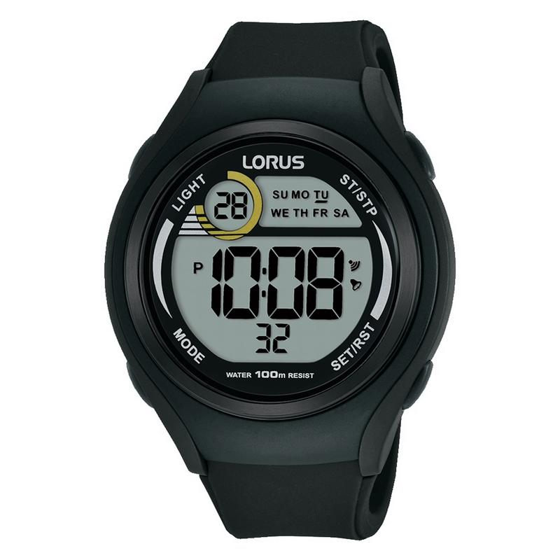 Gents Black Rubber Strap Digital Watch