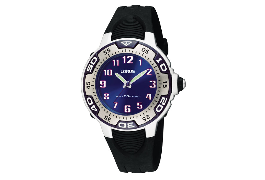 Kids Black Plastic Strap Blue Dial Lorus Watch