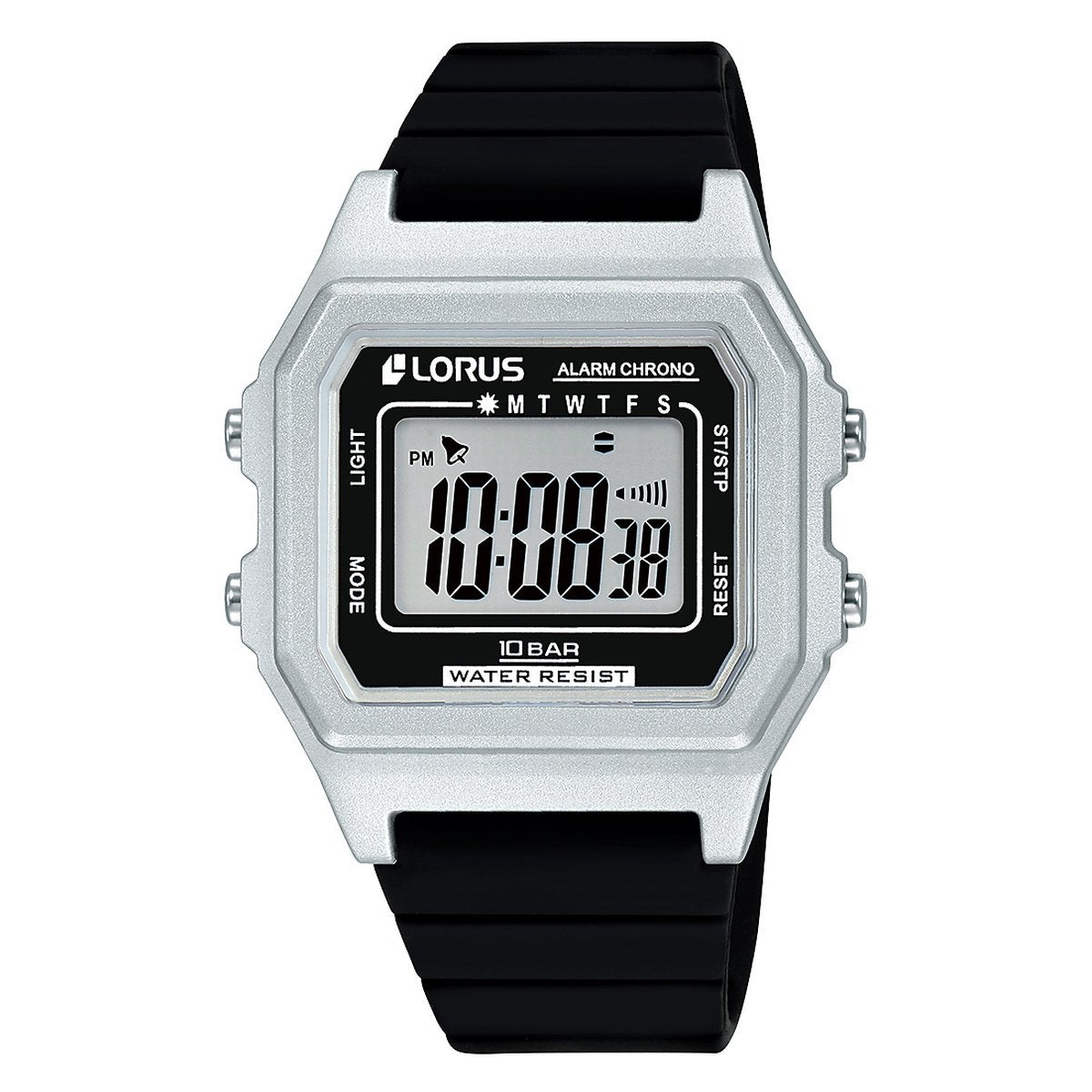 Digital Black Silicone Strap Silver Colur Case Lorus Watch