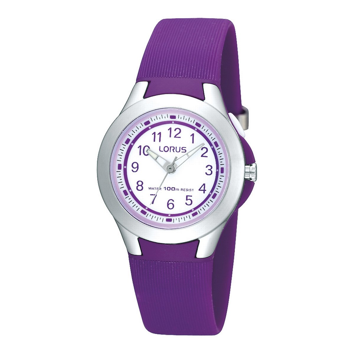Kids Purple Silicone Strap White Dial Lorus Watch
