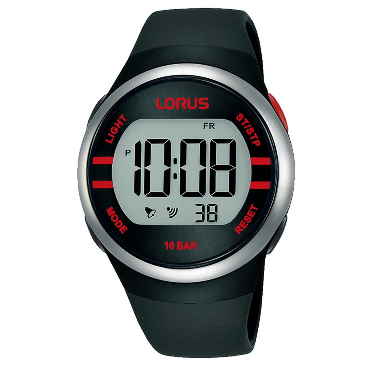 Digital Black Plastic Strap Round Dial Lorus Watch