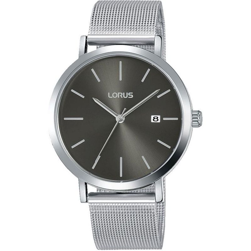 Gents Stainless Steel Mesh Bracelet Black Dial Lorus Watch