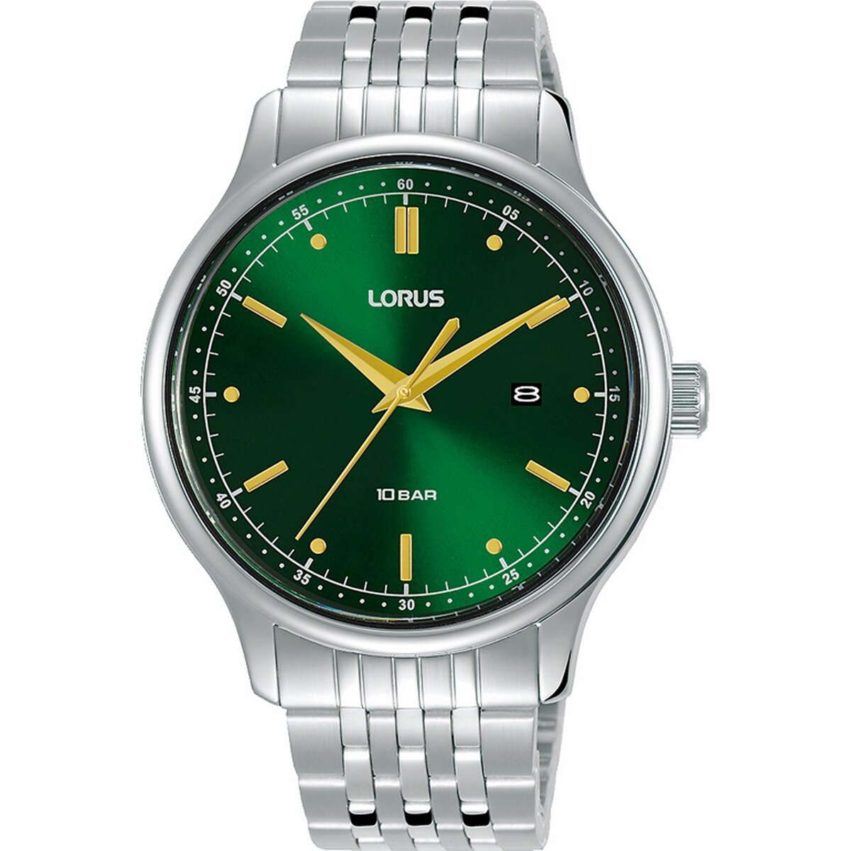 Gents Stainless Steel Bracelet Green Dial Vattons Lours Watch