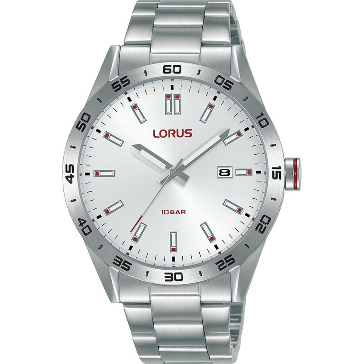 Gents Stainless Steel Bracelet White Dial With Battons Lorus