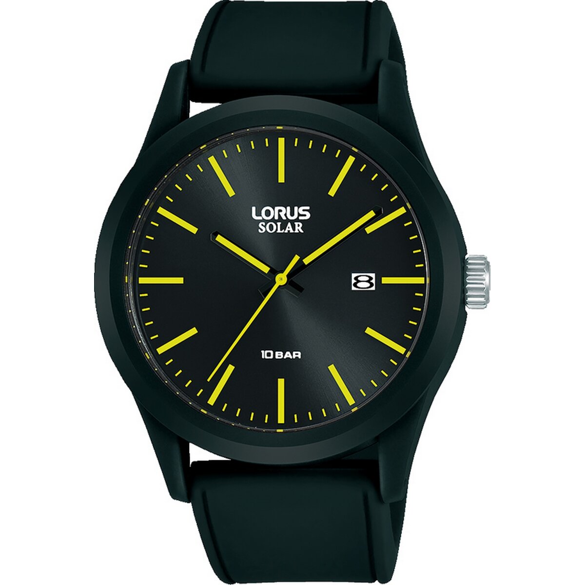 Gents Black Silicone Strap Solar Lorus Watch