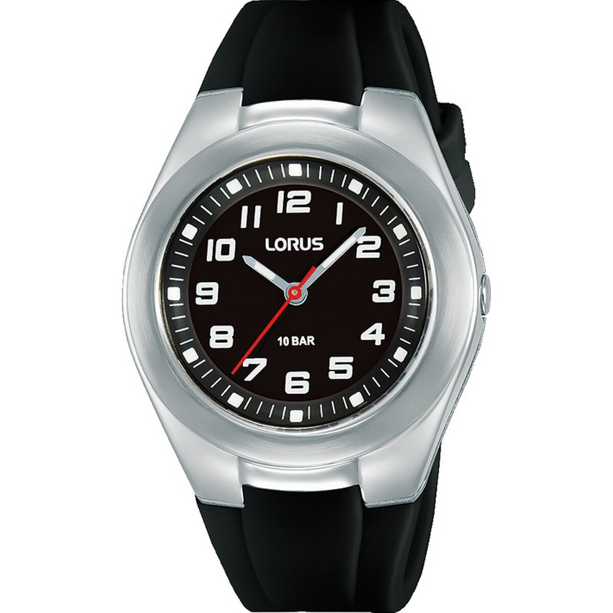 Lorus Silicone Strap Watch With Black Dial