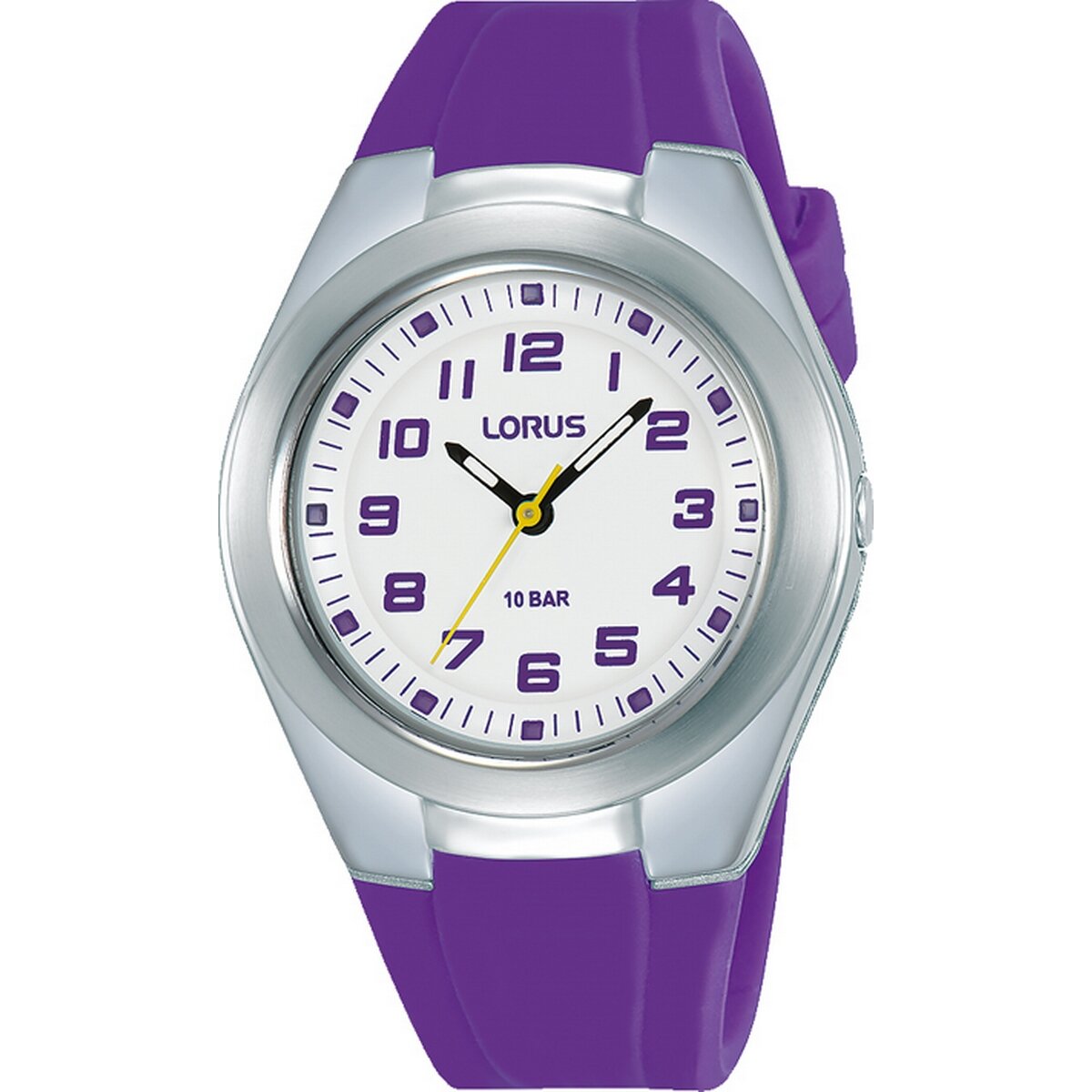 Lorus Purple Silicone Strap Watch With White Dial