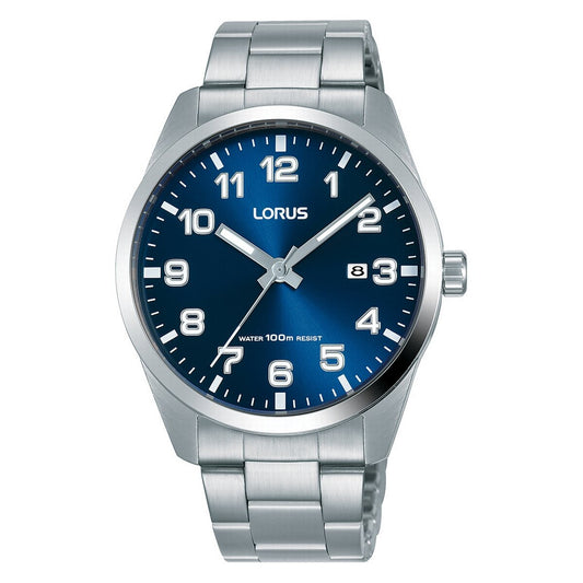 Gents Lorus Stainless Steel With Blue Full Figure Dial