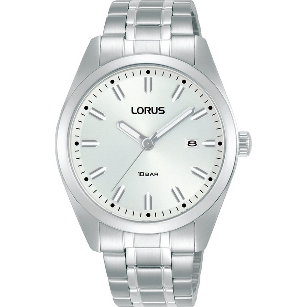 Gents Lorus Stainless Steel With Round Silver Dial With Batons